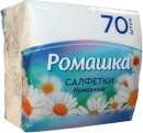 Салфетки бумажные 70шт. "Ромашка" 1 слой, 24х24см, белые (254964)