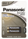 Батарейка LR03 EVERYDAY Power (ААА-мизинч., Alkaline, блистер 2шт) (13868) Panasonic