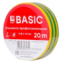 Изолента ПВХ Basic 19ммх20м жёлто-зелёная EKF