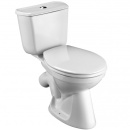 Унитаз "Сантек Бриз" кос. вып. + бач. (ниж/подвод, дв/слив 3/6л, кноп.хром, сид. Duroplast)